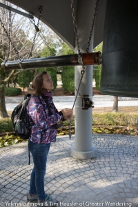 Striking the Hiroshima peace bell