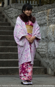 A beautiful kimono model turned up